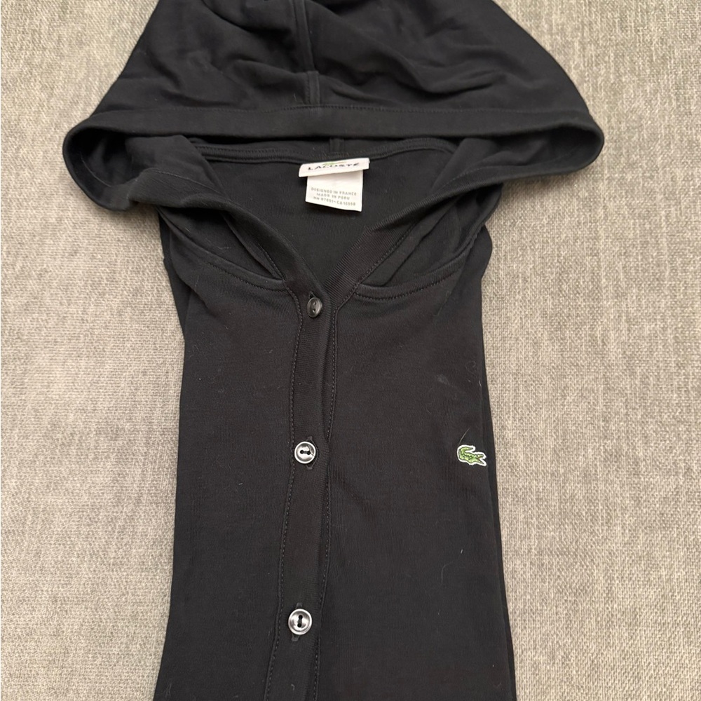 Lacoste Black Hooded Shirt with Buttons